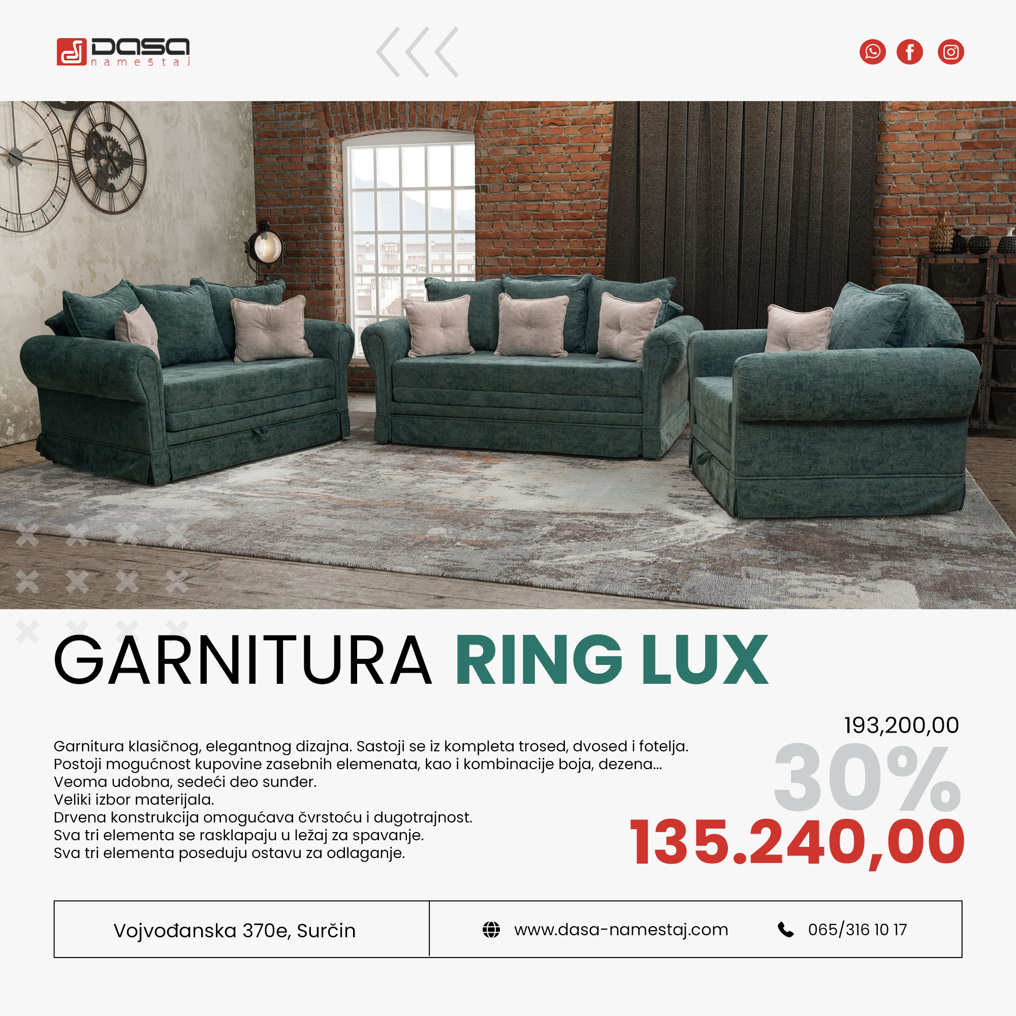Akicja Dasa namestaj Garnitura Ring Lux 2